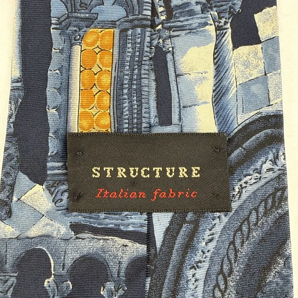Structure Tie Usa Silk Architecture Gothic Columns Arches Necktie Vtg/Rare